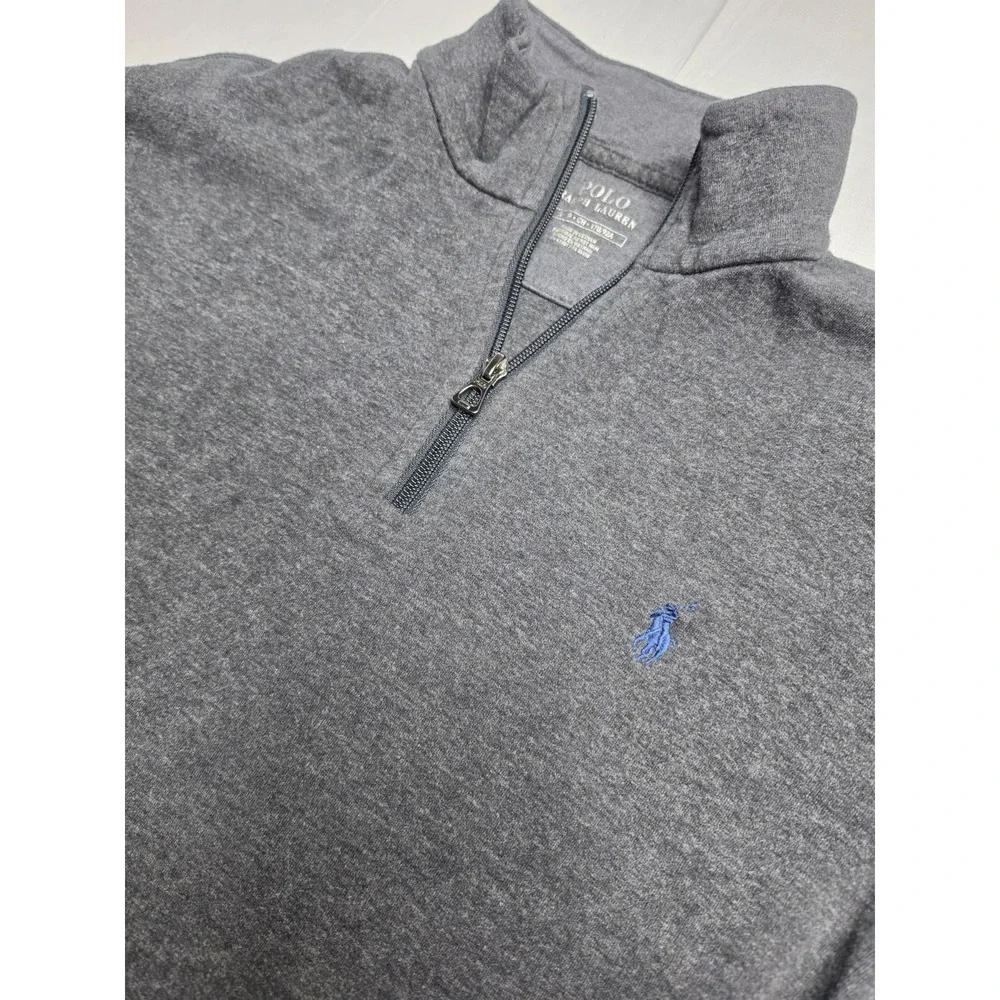 Polo Ralph Lauren Sweatshirts Men's Small Gray Quarter-Zip Mock Neck Long Sleeve